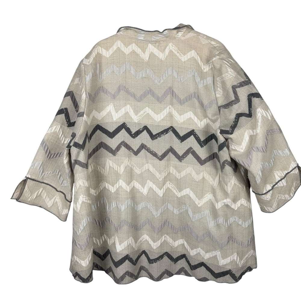 IC By Connie K Jacket‎ XL Cream Silver Chevron Oversized Blazer Jacket Artsy - Picture 6 of 7